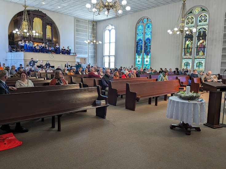The sanctuary during Sunday service
