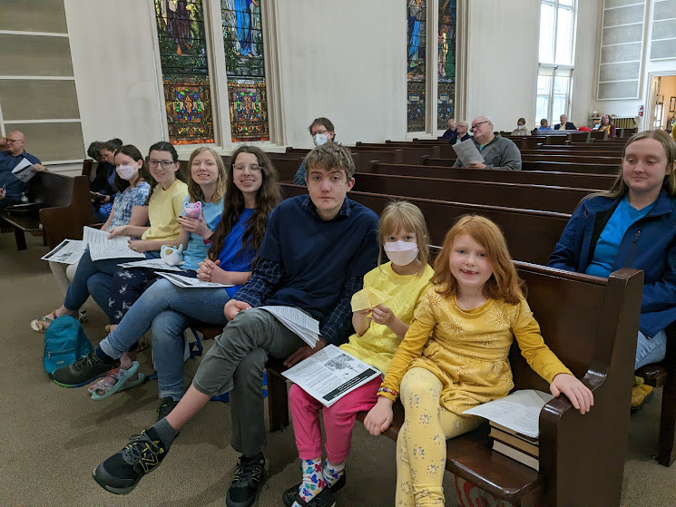 Children preparing to lead worship on Children's Sunday